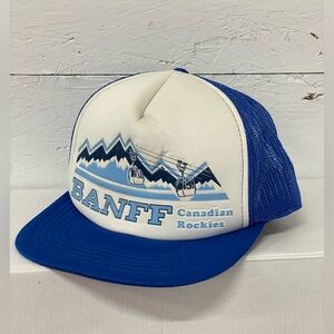 Vintage 80s Banff Canadian Rockies Trucker SnapBack Hat, OS